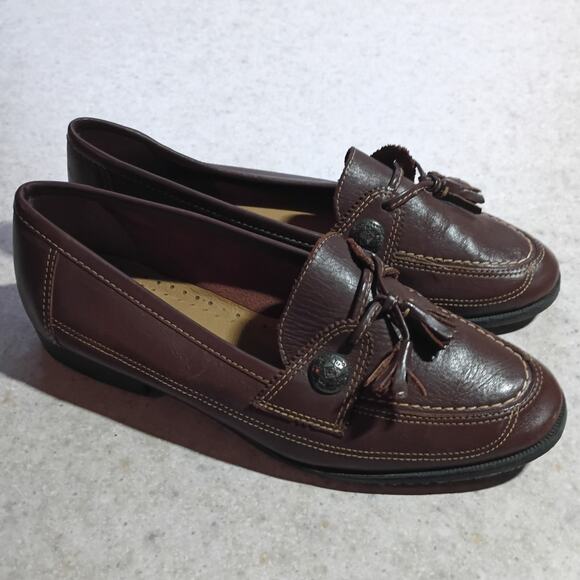 Vintage Drexlite Leather Tassel Loafers Brown Classic Old Money Prep Women 6.5 - Picture 1 of 11